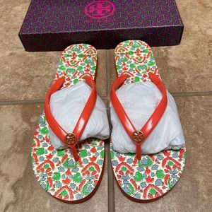 NIB Tory Burch Thin Flip Flop Poppy Red Legacy 9